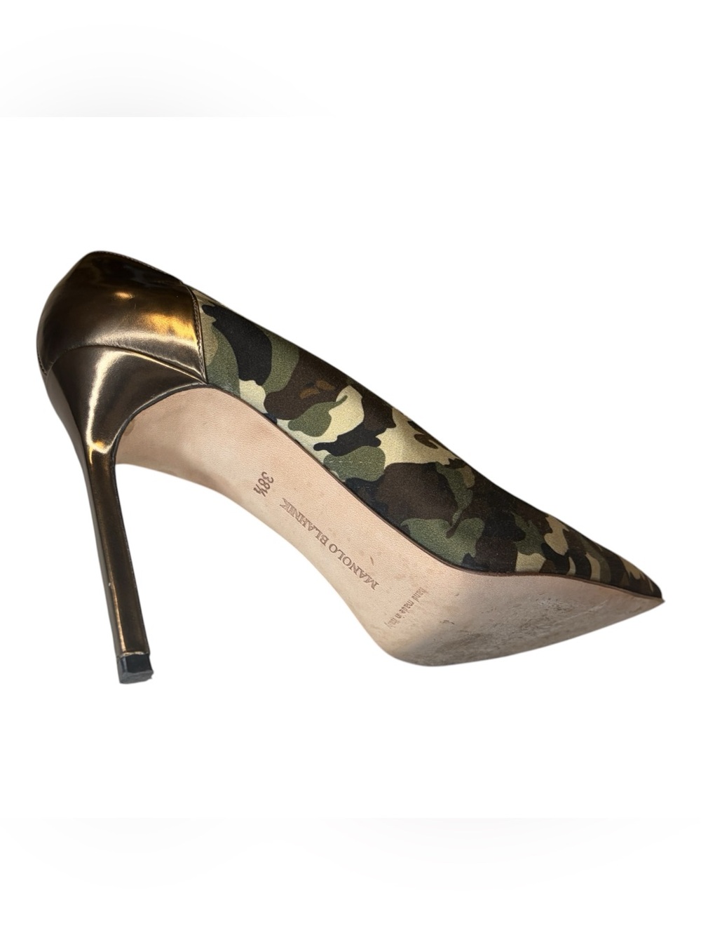 Manolo Blahnik BB Camo Specchio Satin Pumps - Picture 5 of 5
